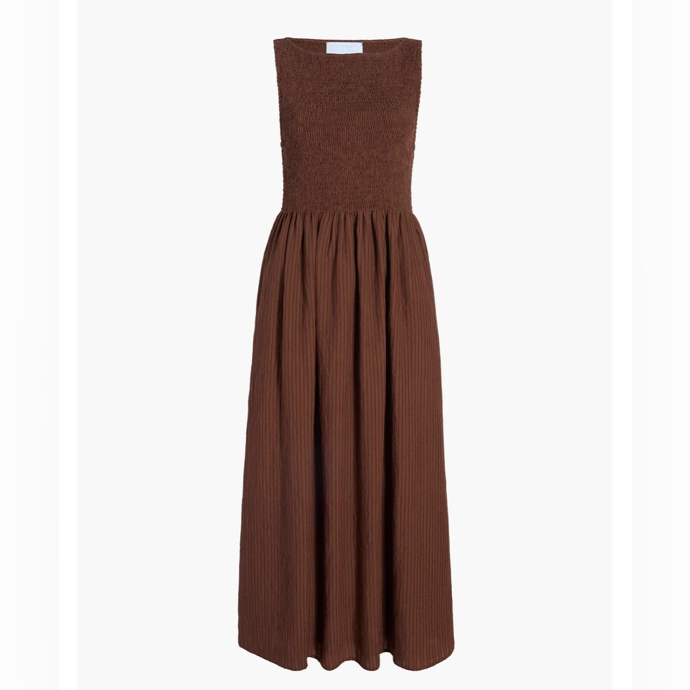 NWT Hill House Cosima Nap Dress Sz XS in Chocolate Tonal Seersucker
